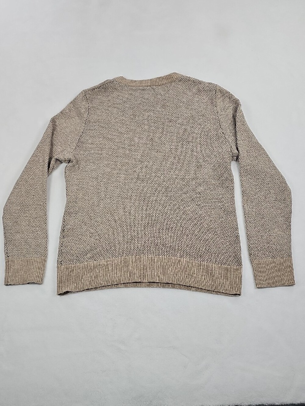 J.Crew Mens Merino Wool Blend Birdseye Crewneck Sweater Tan Navy AE300 Small - Picture 7 of 8